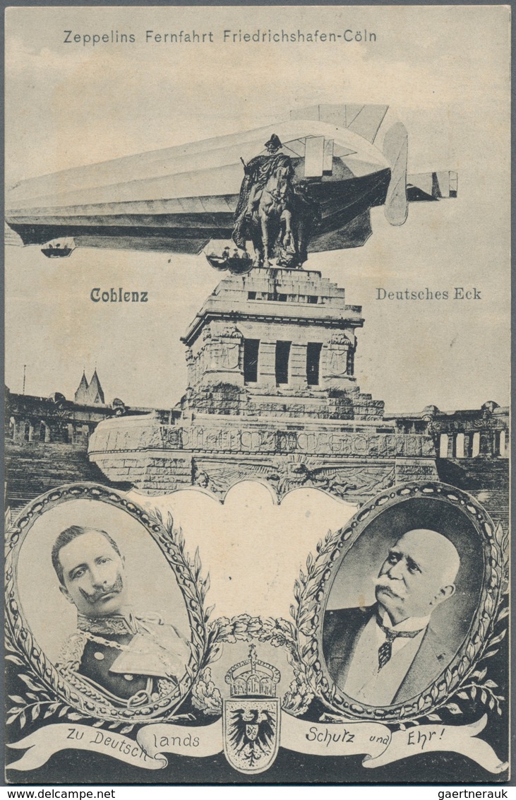 Zeppelinpost Deutschland: 1909, LZ 5 FERNFAHRT 2., 3., 5.8. Friedrichshafen - Cöln: In Coblenz Zeige - Luft- Und Zeppelinpost