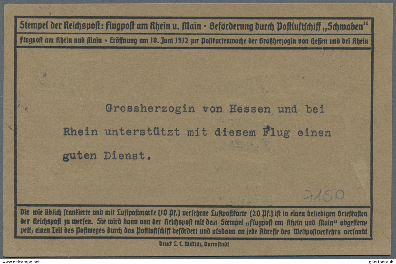 Zeppelinpost Deutschland: 1912, FLUGPOST RHEIN-MAIN, 3-mal 30 Pfg. Flugpostmarke Mit 5 Pfg. Germania - Luchtpost & Zeppelin