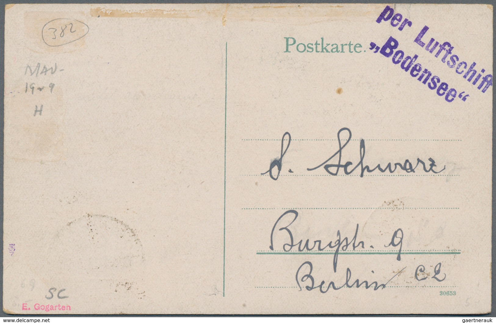 Zeppelinpost Deutschland: 1919, Bodensee-Post, Dt.Reich 10 Pf U. 40 Pf Flugpostmarken (Mi.111/112), - Luchtpost & Zeppelin