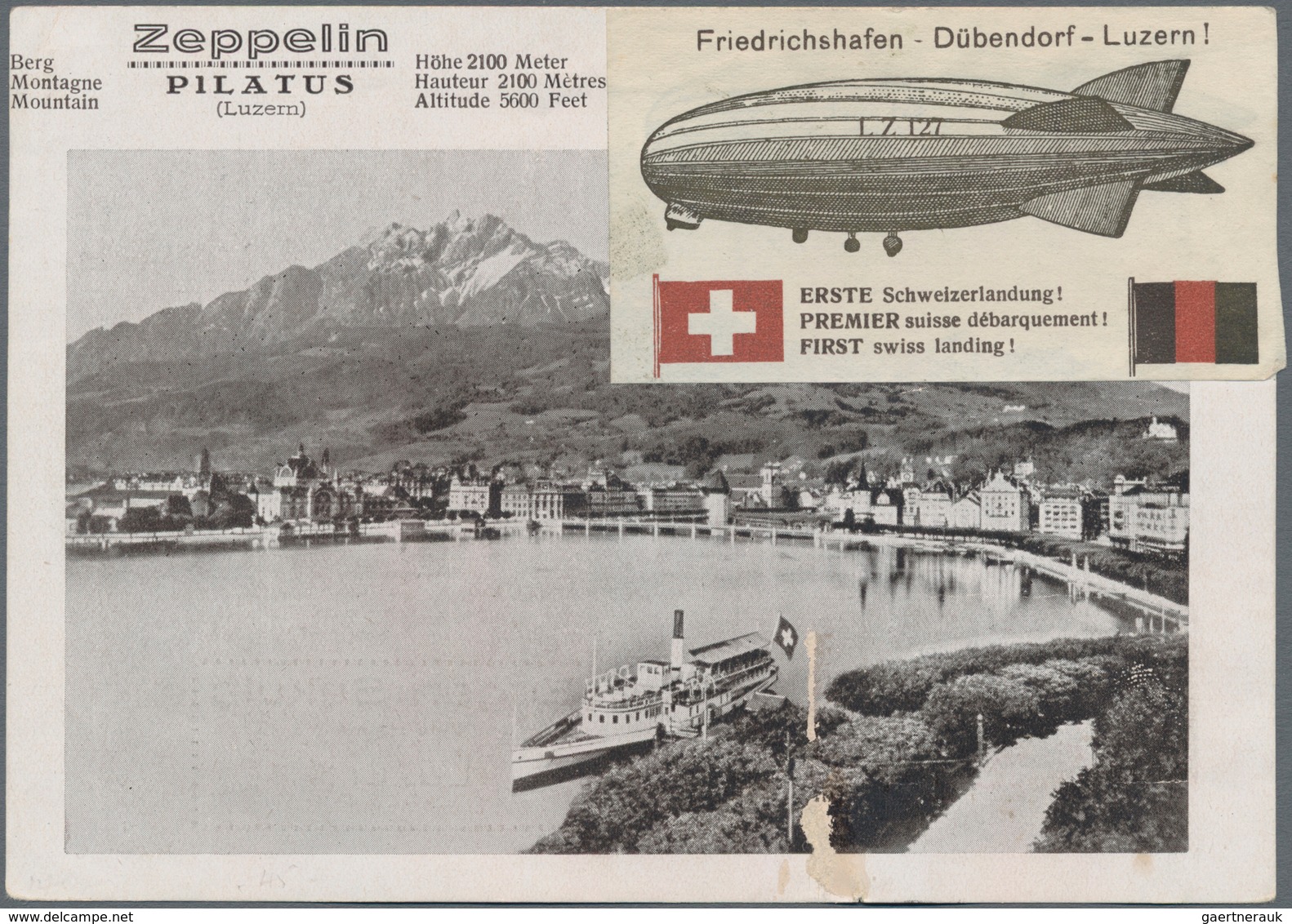 Zeppelinpost Deutschland: 1929. Trip To Zürich-Dübendorf, G.P.O., Dropping Winterthur (only 86 Cover - Airmail & Zeppelin