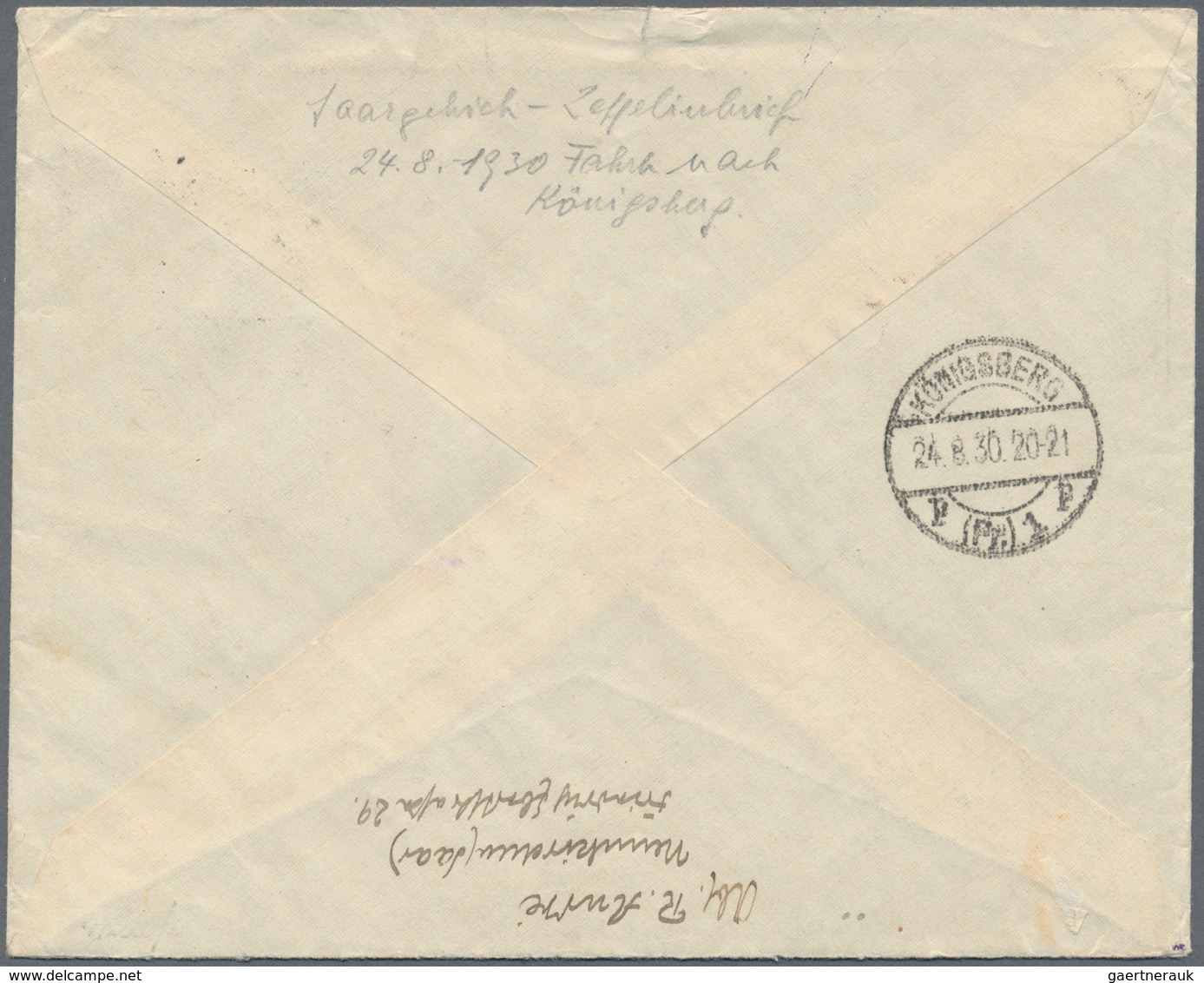 Zeppelinpost Deutschland: 1930, SAAR / OSTPREUSSENFAHRT: Wundervoller Brief Etappe FHFN-KÖNIGSBERG M - Luchtpost & Zeppelin