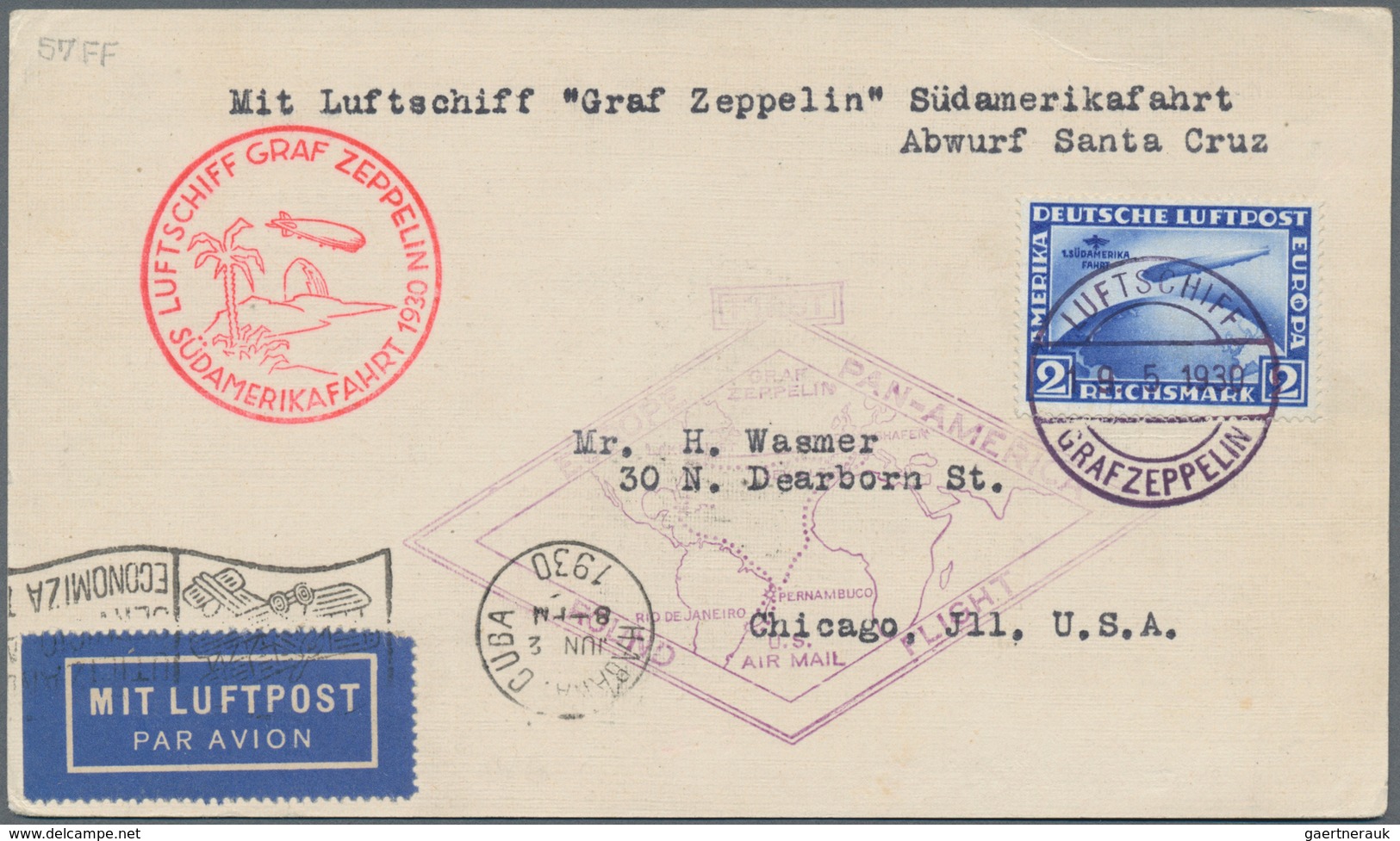 Zeppelinpost Deutschland: 1930, SÜDAMERIKAFAHRT: Bordpostkarte 19.5.30, Abwurf PRAIA (ASt.), Mi. 438 - Luchtpost & Zeppelin