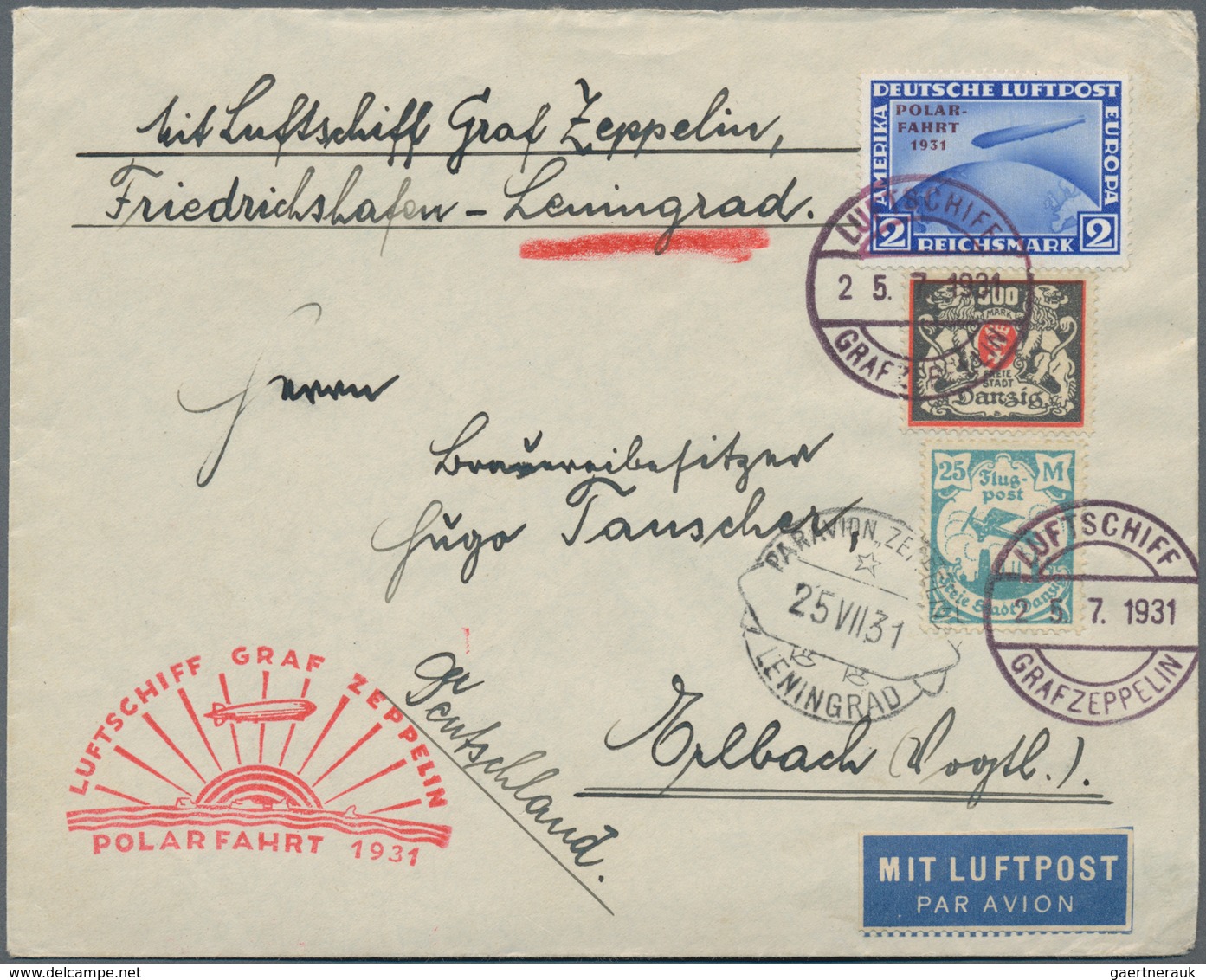Zeppelinpost Deutschland: 1931. German Cover Sent On The Graf Zeppelin LZ127 Airship's 1931 Polarfah - Luft- Und Zeppelinpost