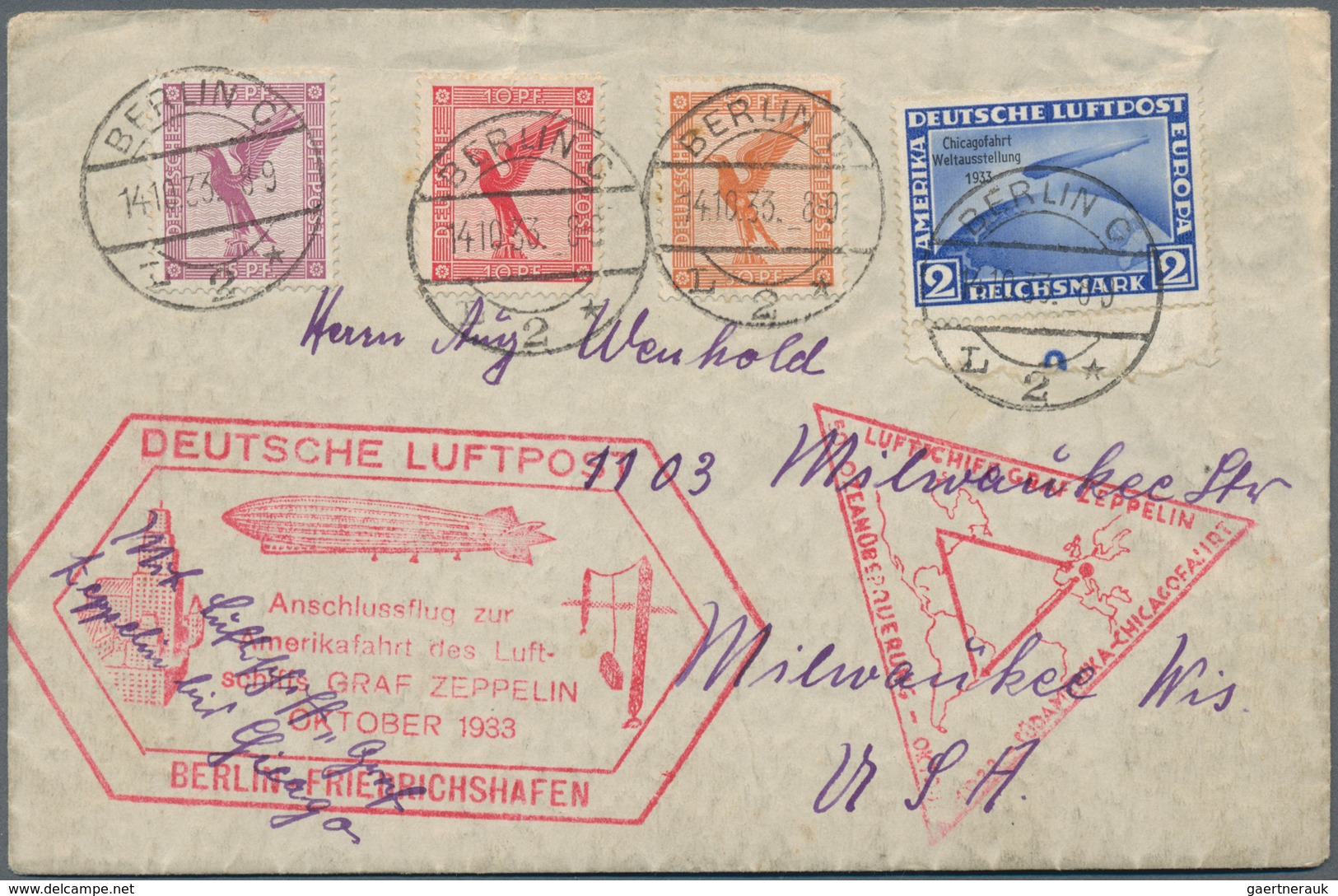 Zeppelinpost Deutschland: 1933. German Cover From Friedrichshafen Flown On The Graf Zeppelin Airship - Luft- Und Zeppelinpost