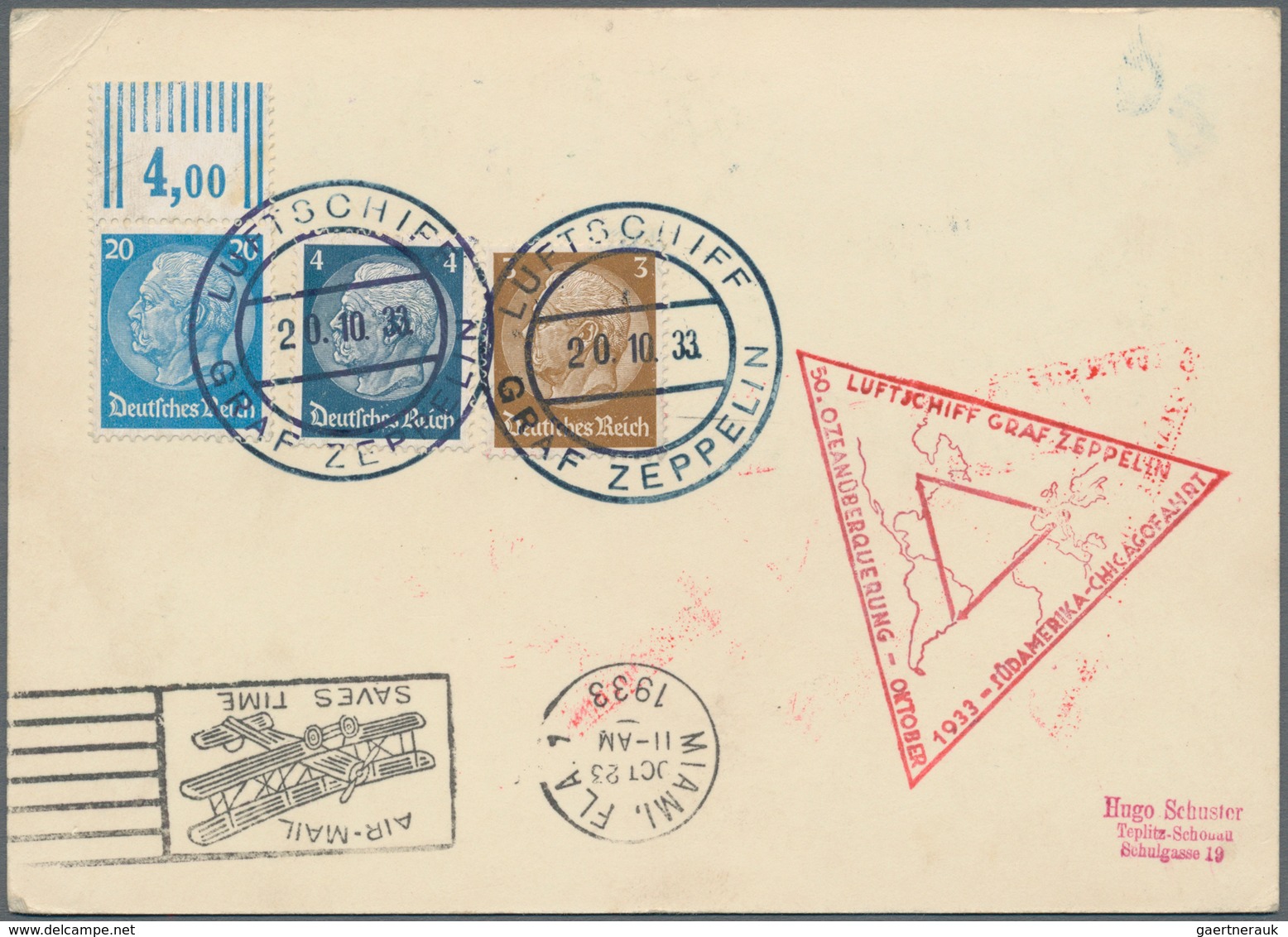 Zeppelinpost Deutschland: 1933. Cover Flown On The Graf Zeppelin LZ127 Airship's Chicagofahrt / Chic - Luft- Und Zeppelinpost