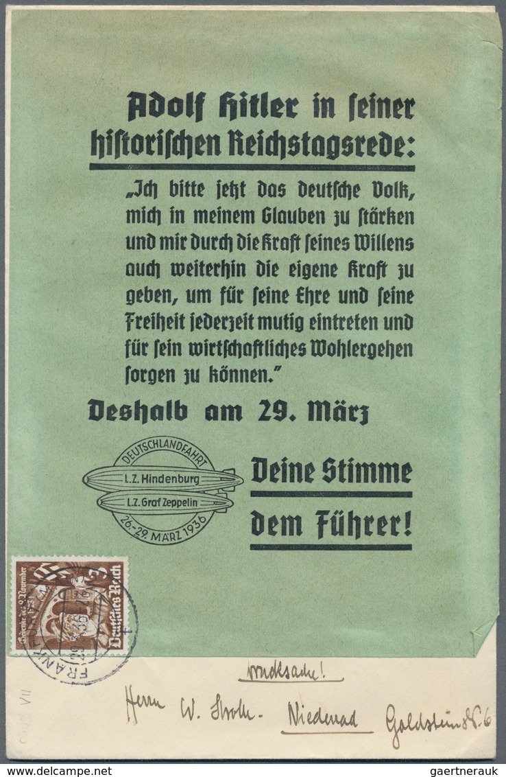 Zeppelinpost Deutschland: 1936, LZ 129 DEUTSCHLANDFAHRT-Besonderheiten: 5 Verschiedene Propagandazet - Luft- Und Zeppelinpost