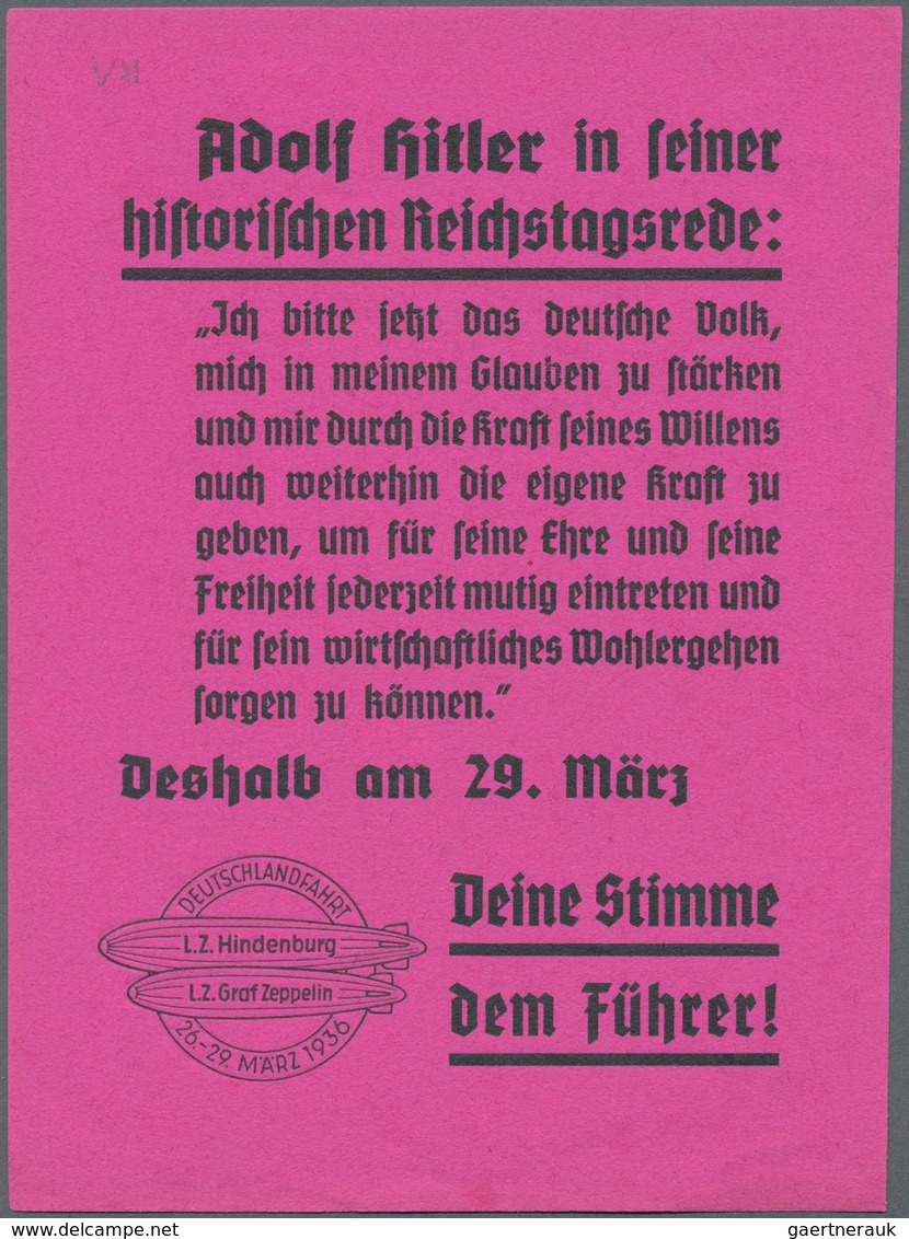 Zeppelinpost Deutschland: 1936, LZ 129 DEUTSCHLANDFAHRT-Besonderheiten: 5 verschiedene Propagandazet
