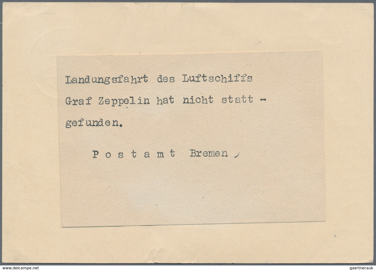 Zeppelinpost Deutschland: 1939, LZ 130/BREMENFAHRT: Geplant, Wegen Kriegsausbruch Ausgefallen, Ab "A - Luft- Und Zeppelinpost