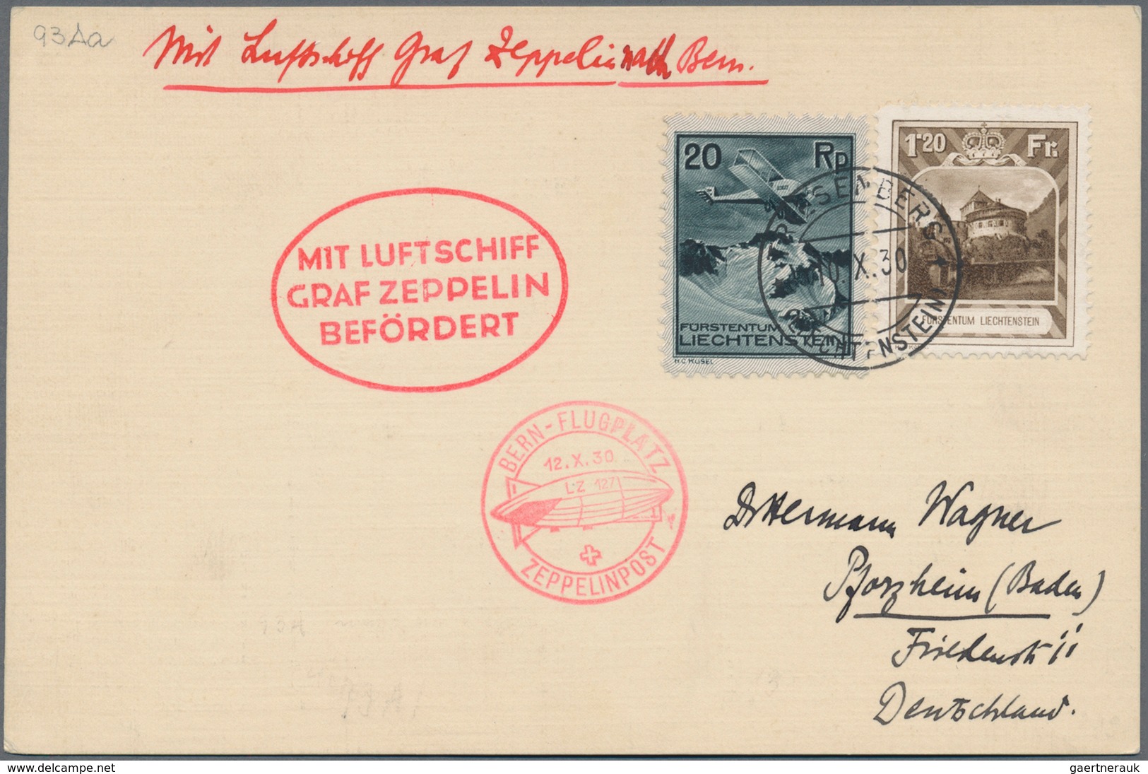 Zeppelinpost Europa: 1930, NIEDERLANDE/BERN-FAHRT, Seltener Vertragsstaatenbrief FHFN-BERN. - Sonstige - Europa