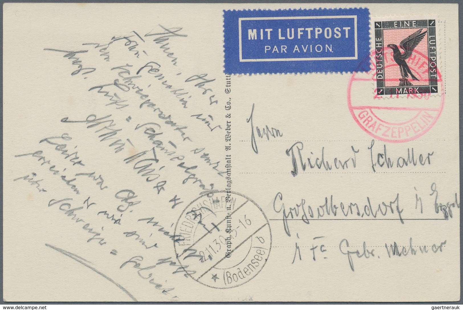 Zeppelinpost Europa: 1930, Geplante Fahrt Nach Chemnitz/Kurzfahrt In Die Schweiz 1930, Passagier-Pos - Andere-Europa