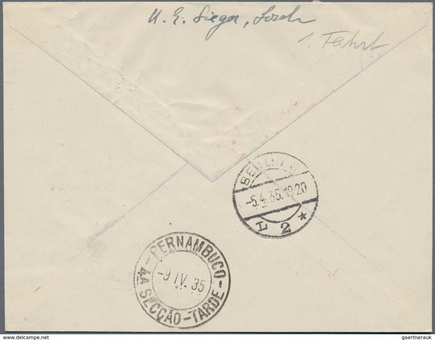 Zeppelinpost Europa: 1935, BELGIEN/1. SAF 1935, Beeindruckender Brief ("c") Mit 4-Farben-Frankatur V - Sonstige - Europa