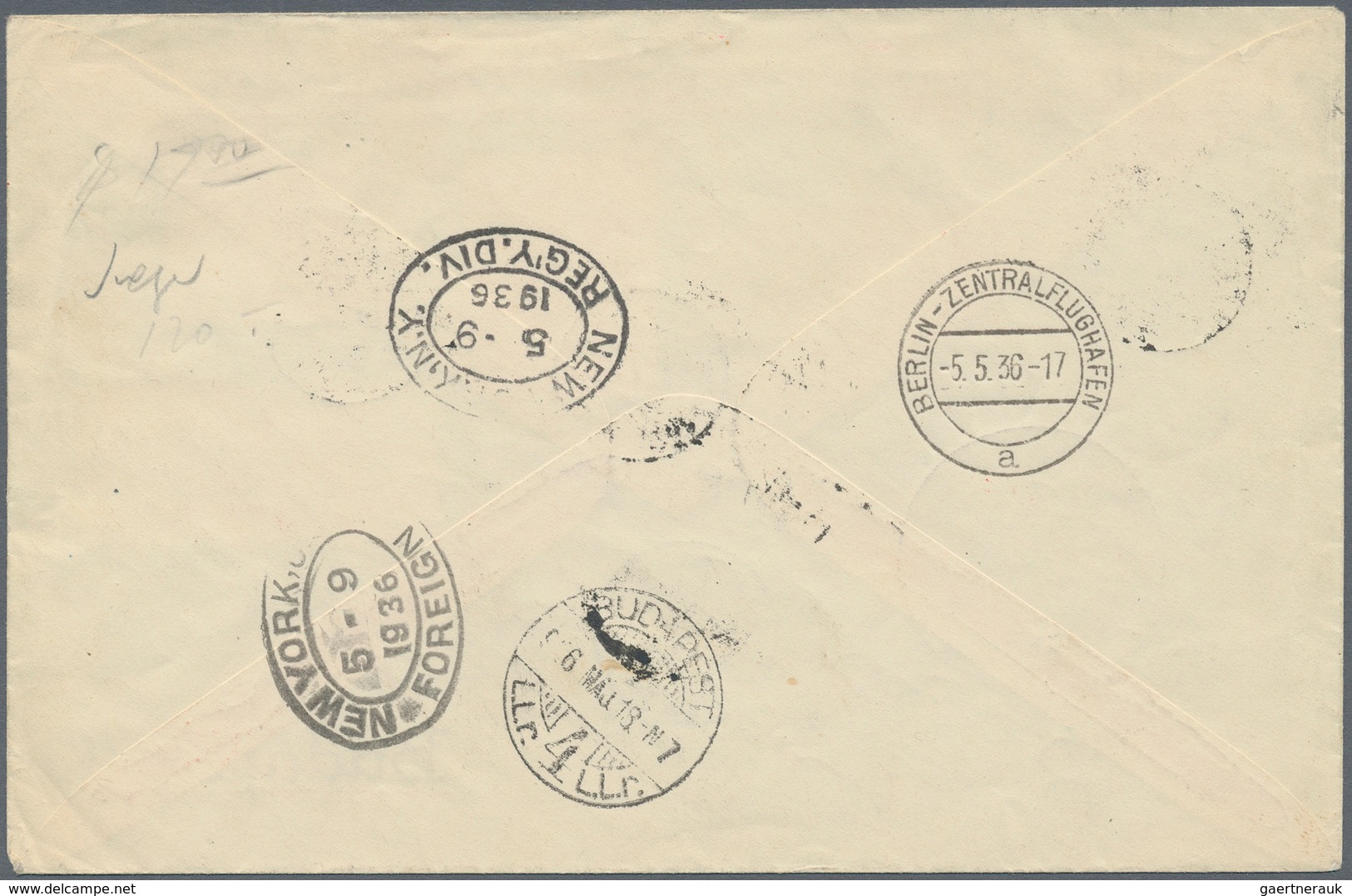 Zeppelinpost Europa: 1936, Ungarn, 1. Nordamerikafahrt 1936, R-Brief Ab Budapest 5.5. Nach New York - Sonstige - Europa