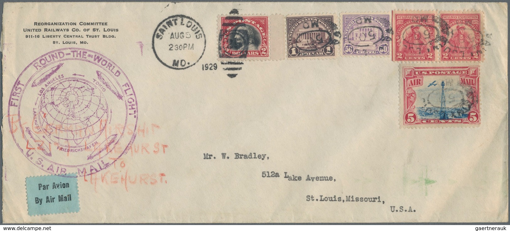 Zeppelinpost Übersee: 1929. Cover Flown On The Graf Zeppelin's USA-Germany Weltrundfahrt / Round-the - Zeppeline