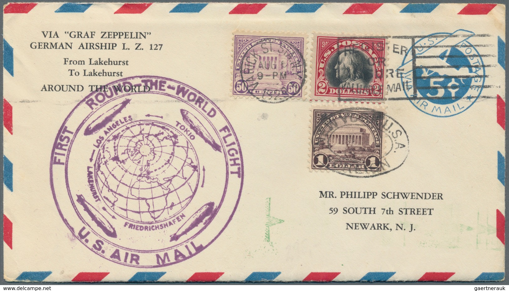 Zeppelinpost Übersee: 1929. Cover Flown On The Graf Zeppelin's USA-Germany Weltrundfahrt / Round-the - Zeppeline