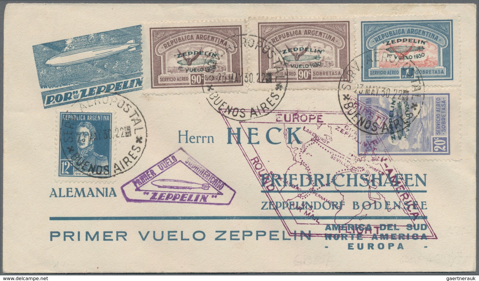 Zeppelinpost Übersee: 1930, Südamerikafahrt, Argentinische Post, 23.5. Ab Buenos Aires Mit Kleinem S - Zeppelins
