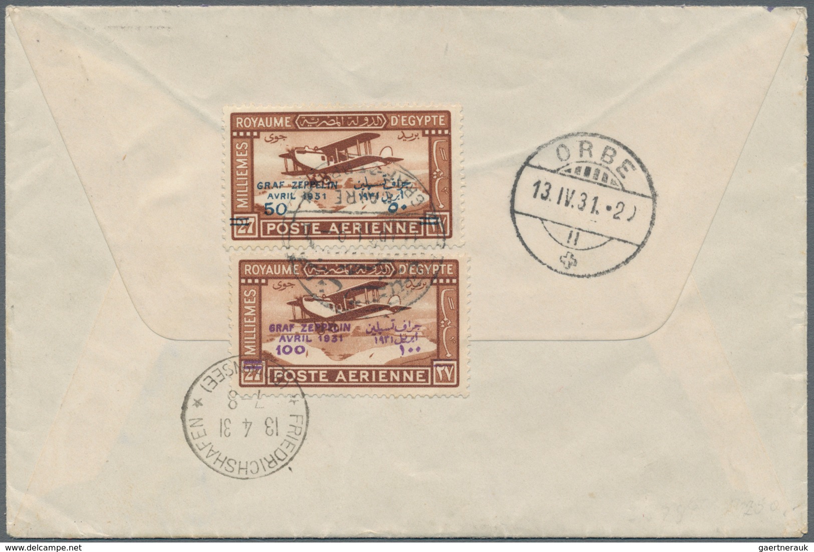 Zeppelinpost Übersee: 1931, Egypt Flight, LZ 127, 50 On 27 M Red-brown With Overprint Variety "1951 - Zeppelins