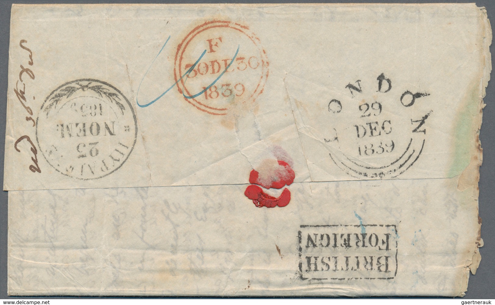 Disinfection Mail: 1839, Greece, Entire Letter From Athens, 23.NOEM 1839, To Farringdon In Great Bri - Sonstige & Ohne Zuordnung