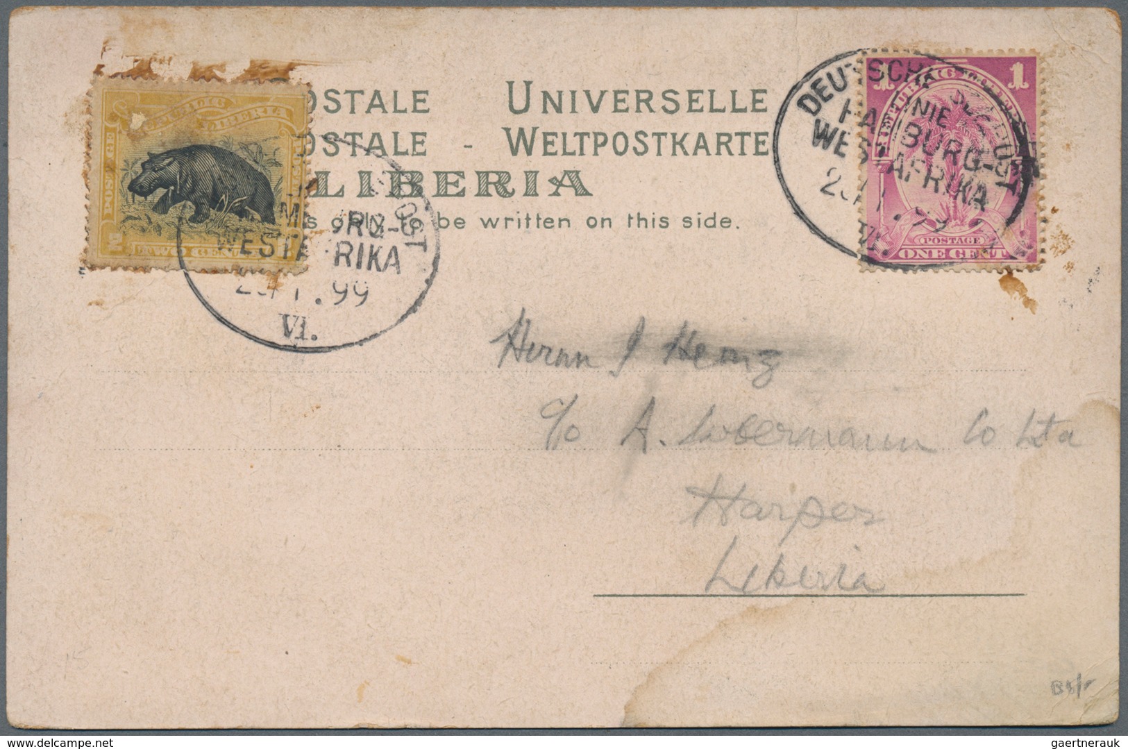 Schiffspost Deutschland: 1898/99, "DEUTSCHE SEEPOST HAMBURG-WESTAFRIKA" Oval Ship Postmarks On Four - Covers & Documents