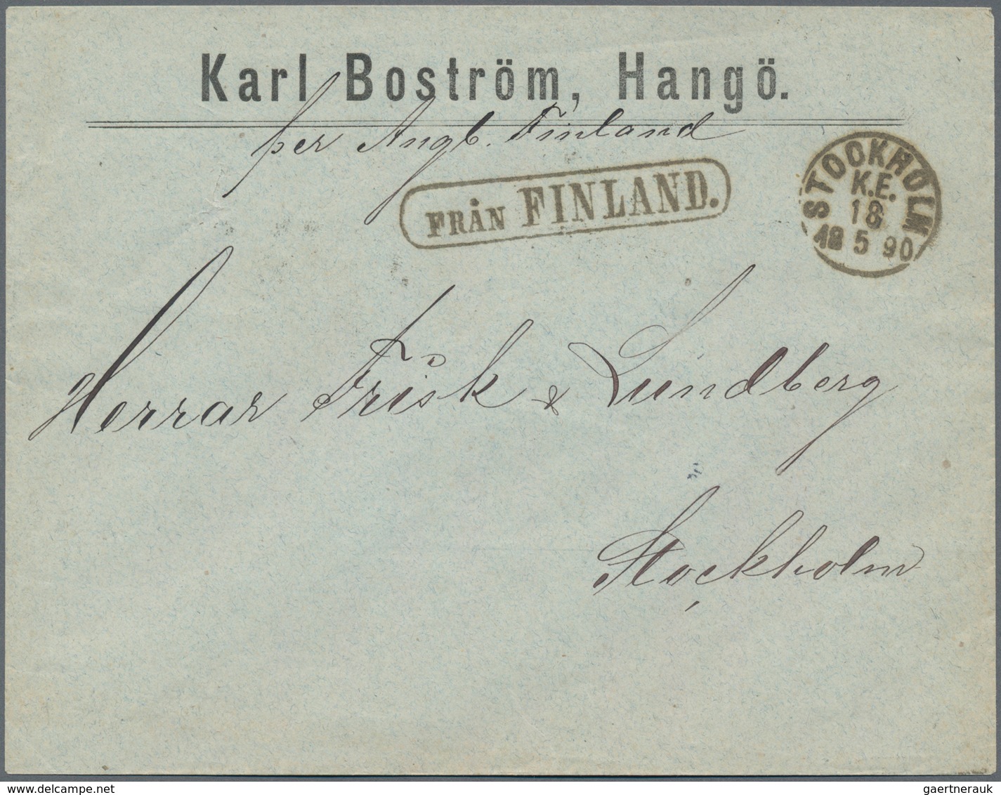 Schiffspost Alle Welt: 1899, "FRAN FINLAND." Frame Handstamp On Letter From Hangö/Finland With Handw - Sonstige & Ohne Zuordnung