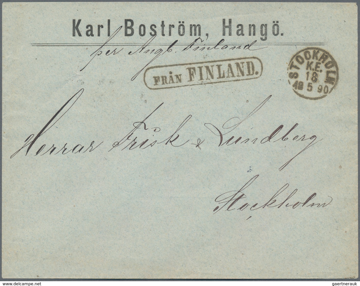 Schiffspost Alle Welt: 1899, "FRAN FINLAND." Frame Handstamp On Letter From Hangö/Finland With Handw - Andere & Zonder Classificatie