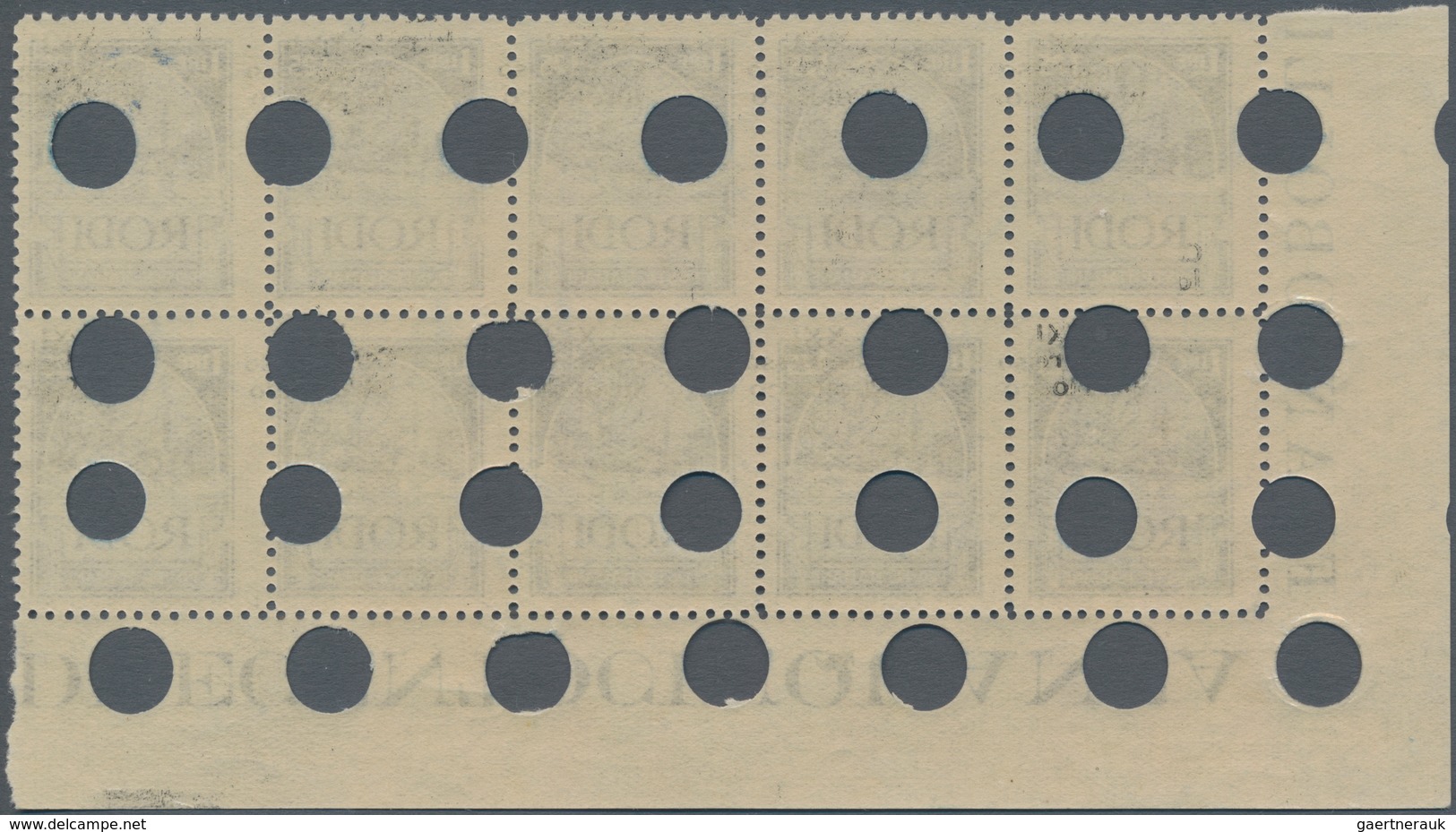 Ägäische Inseln: RHODOS: 1929, 1.25 L Blue In Block Of Ten With Overprint "XXI. Congresso Idrologico - Ägäis