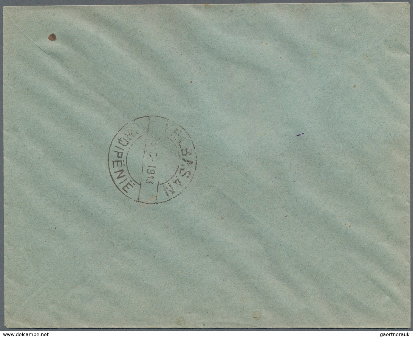 Albanien: 1913, Handstamped Label Issue, 1pi. Black Rouletted, Left Marginal Pair On Unaddressed Env - Albanië