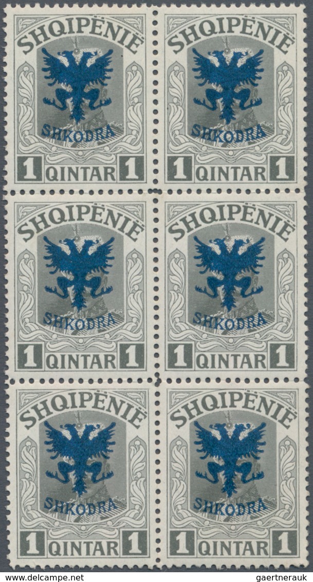 Albanien: 1920, Prince William Of Wied 1q. Grey With Blue Opt. ‚SHKODRA‘ Block Of Six, Mint Never Hi - Albanien