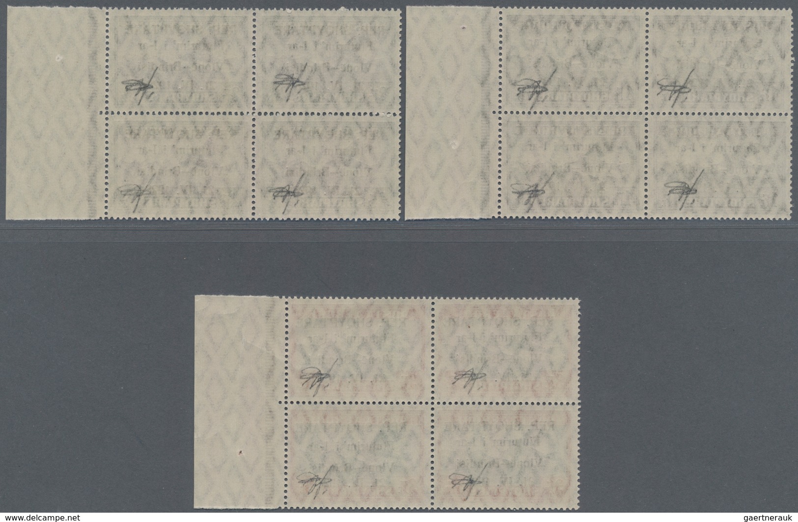 Albanien: 1928, Airmails, 5q.-3fr., Complete Set Of Seven Values In Marginal Blocks Of Four, Mint Ne - Albanië