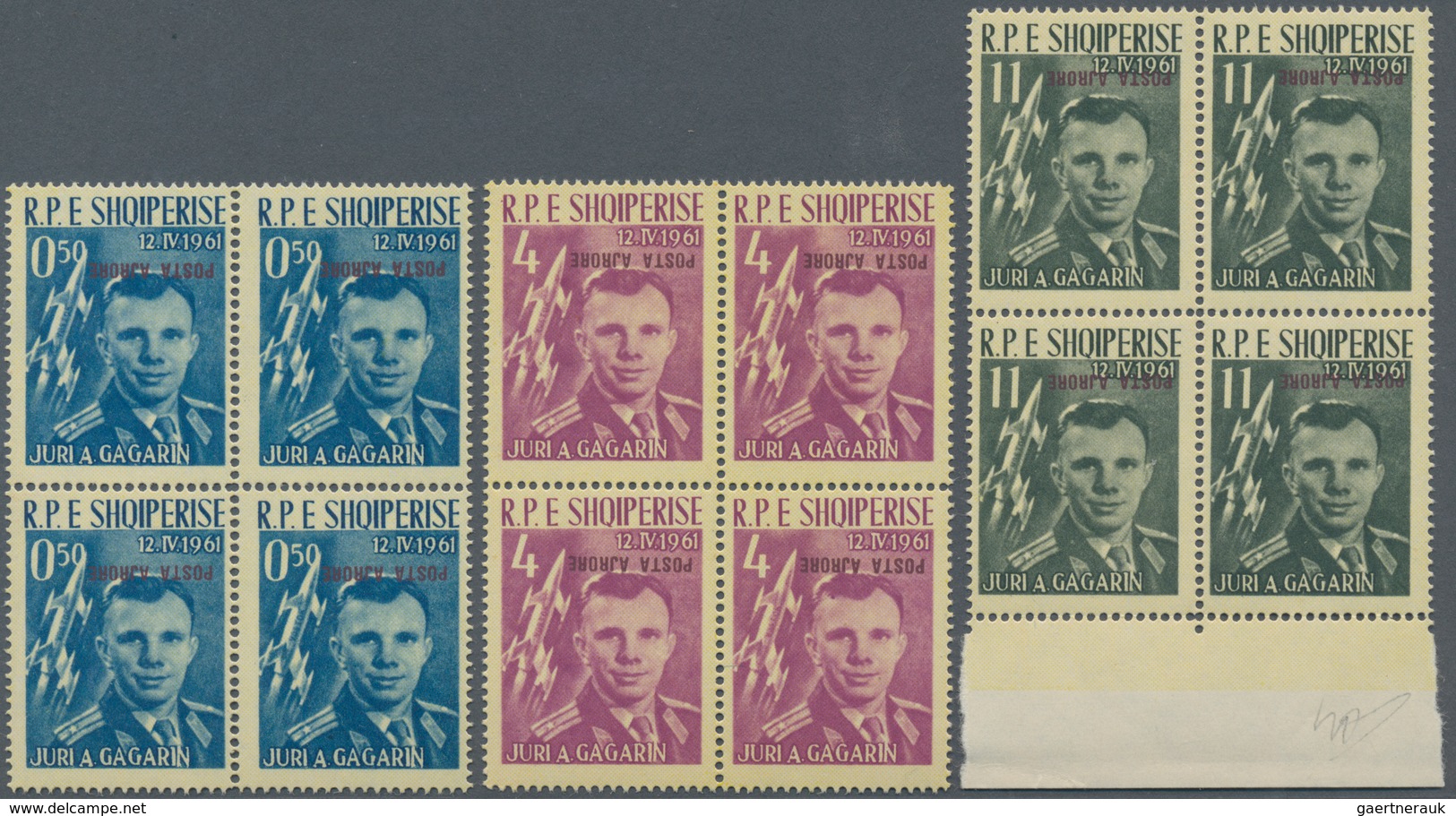 Albanien: 1962, 0,50d L To 11 L Overprint Stamps In Blocks Of Four And Likewise With Double Overprin - Albanien