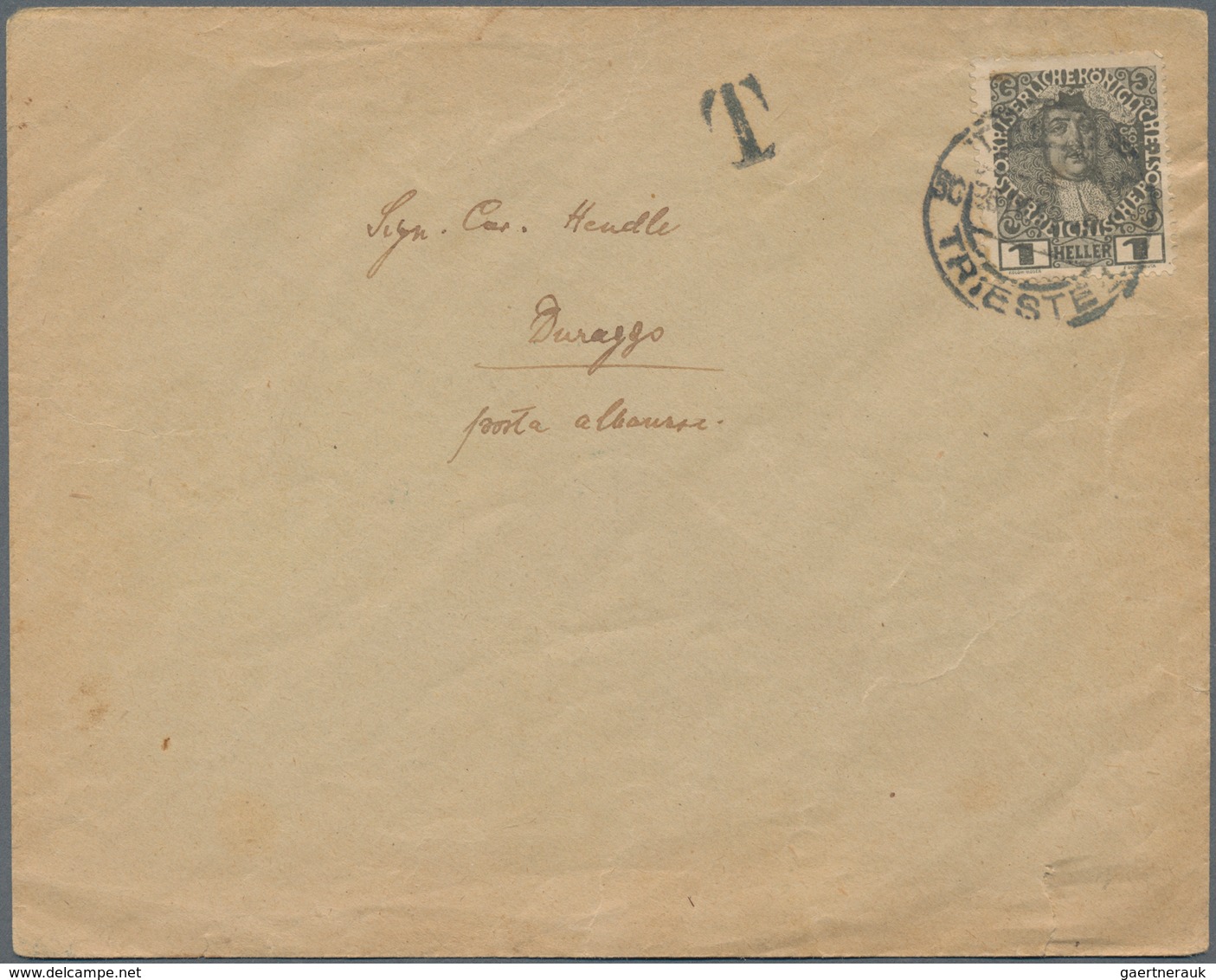 Albanien - Portomarken: 1914, Austria, 1 H Black Definitive 'jubilee', Single Franking On Underpaid - Albania