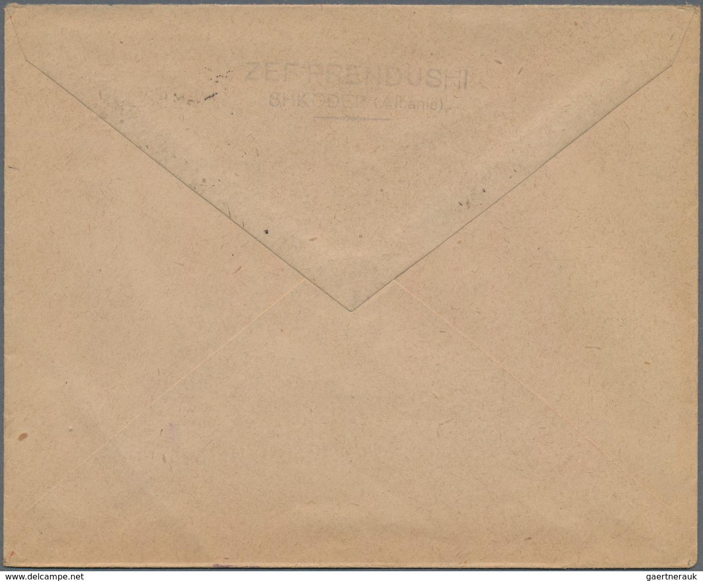 Albanien - Ganzsachen: 1939, 10 Q Brick-red Overprint Postal Stationery Cover With Additional Franki - Albanië