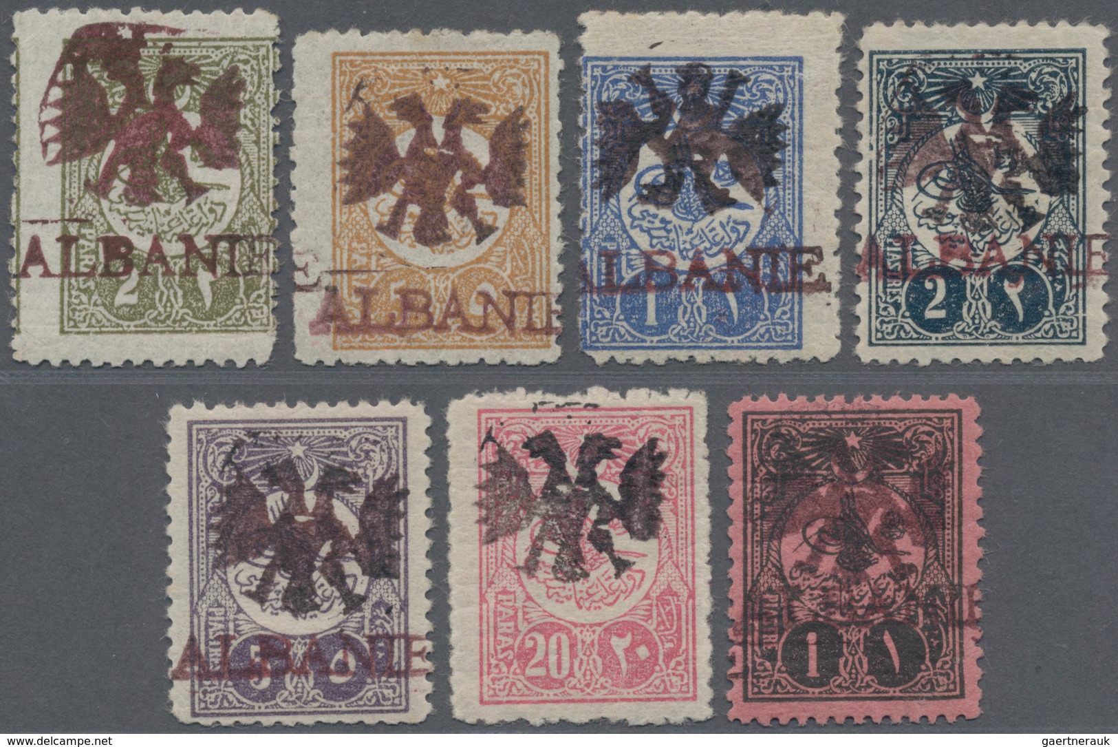 Albanien - Besonderheiten: 1913, "PIERRON-ESSAYS", Group Of 6 Ottoman Empire Stamps (2 Pa, 5 Pa, 1 P - Albanien