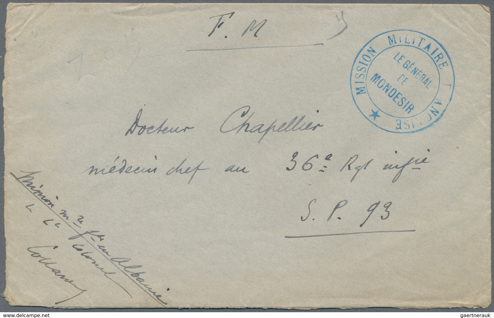 Albanien - Besonderheiten: Undated Fieldpost Letter Of The French Military Mission ALBANIEN With Can - Albania