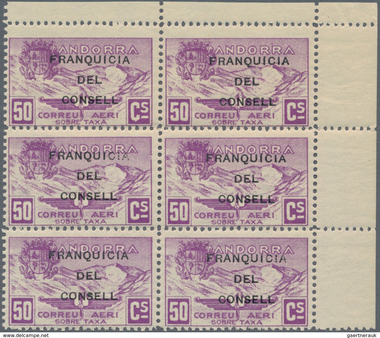 Andorra - Spanische Post: 1932, Not Issued Airmail Set Of 12 With Opt. 'FRANQUICIA DEL CONSELL' In B - Sonstige & Ohne Zuordnung