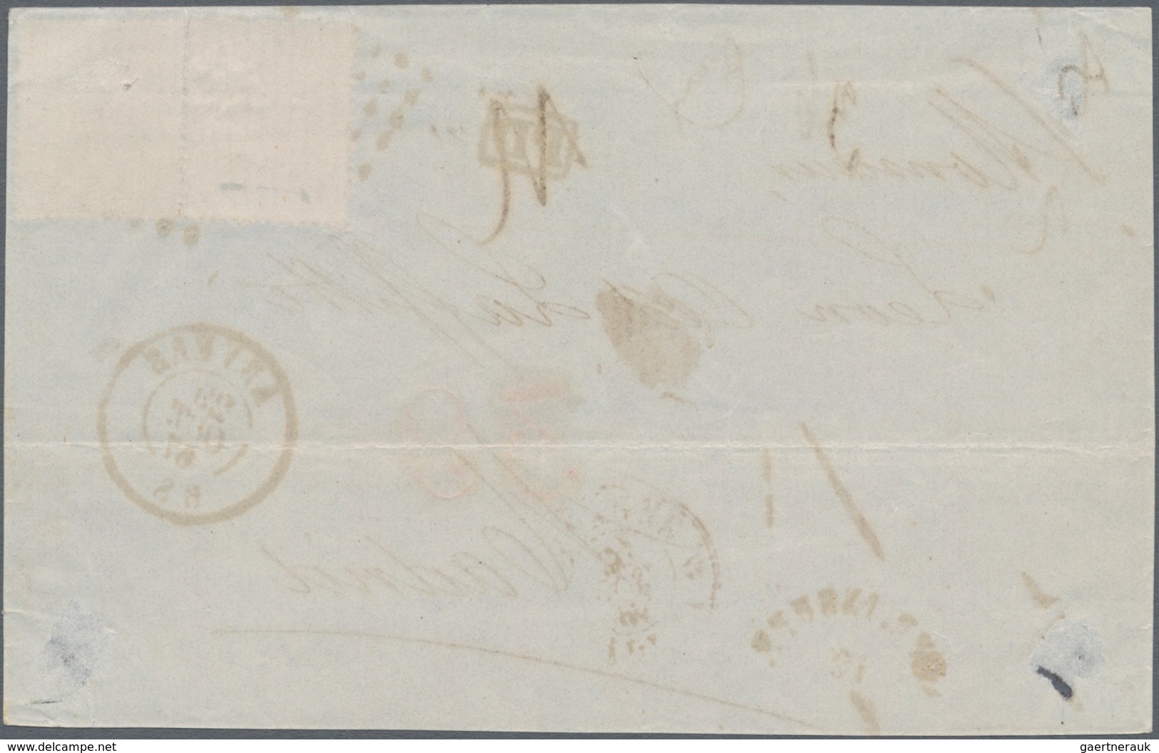 Belgien: 1867, 20 C Blue And 40 C Rose Also 30 C Brown And 40 C Rose Each On Two Letter-frontsides F - Other & Unclassified