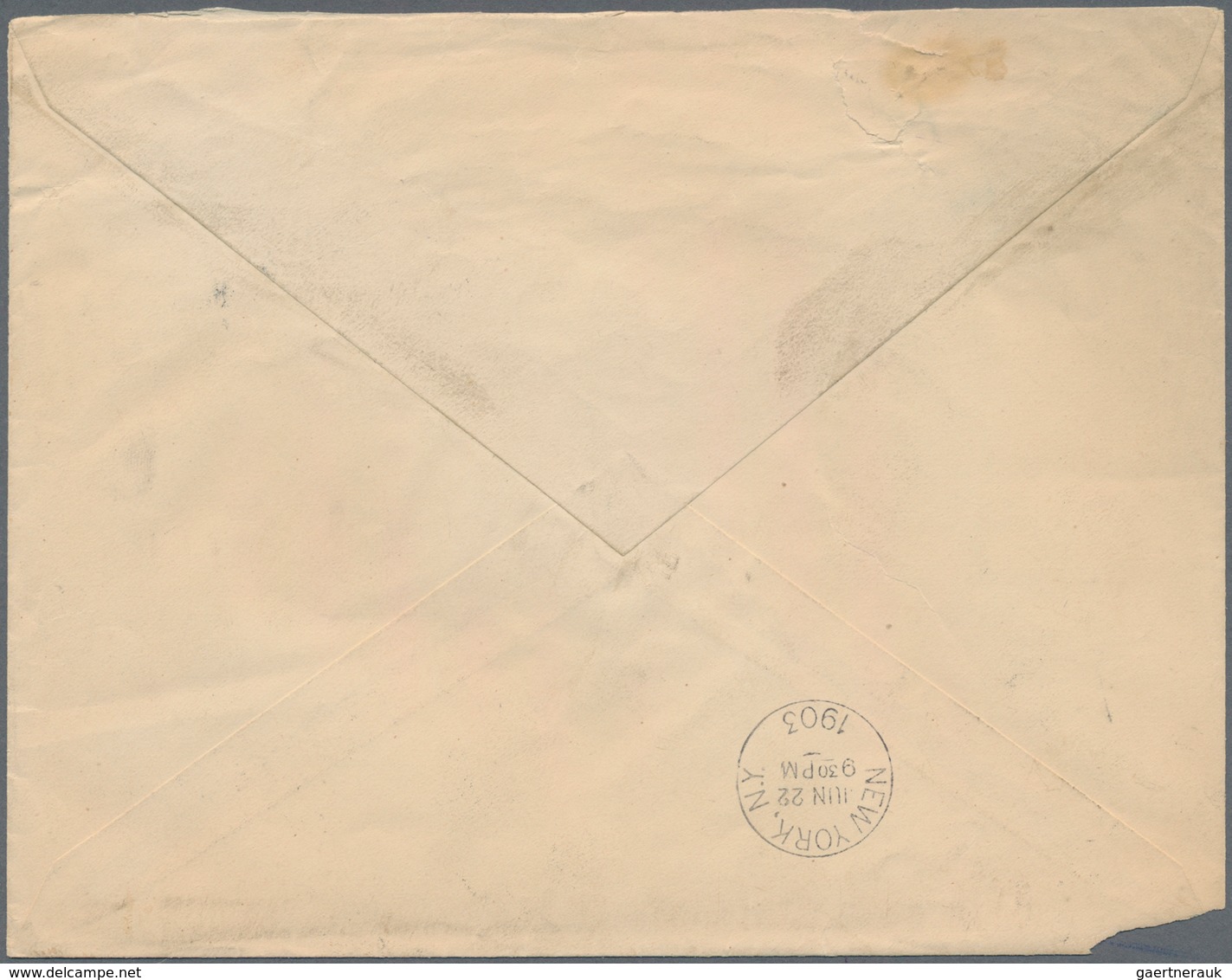 Belgien: 1903, 50 C Grey With PERFIN "TS" Tied By Ship Post Two-liner Cancel "PAQUEBOT" On Letter To - Andere & Zonder Classificatie