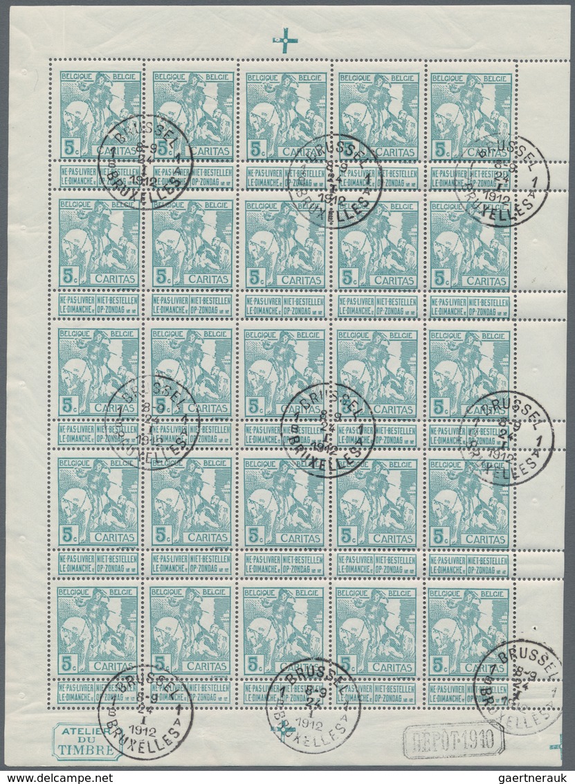 Belgien: 1910, Caritas Issue (type Montald) Complete Set Of Four With 1c. Grey, 2c. Brown-lilac, 5c. - Andere & Zonder Classificatie