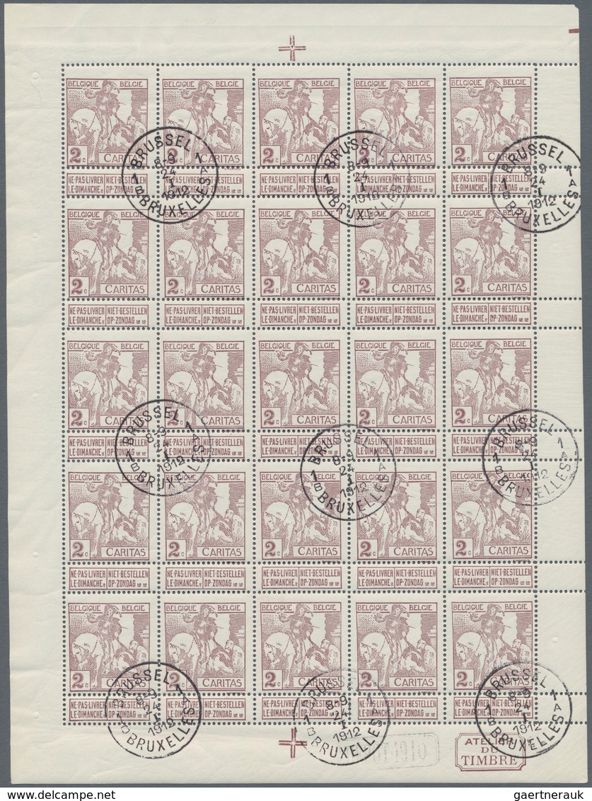 Belgien: 1910, Caritas Issue (type Montald) Complete Set Of Four With 1c. Grey, 2c. Brown-lilac, 5c. - Andere & Zonder Classificatie