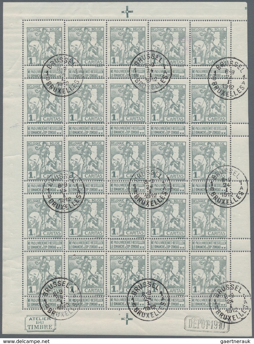 Belgien: 1910, Caritas Issue (type Montald) Complete Set Of Four With 1c. Grey, 2c. Brown-lilac, 5c. - Andere & Zonder Classificatie