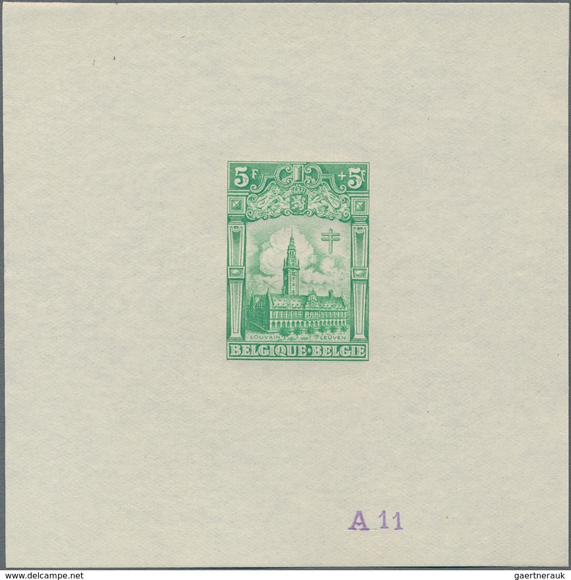 Belgien: 1928, Tuberculosis Fighting, 5fr.+5fr. "Leuven University", Set Of 20 Epreuves In Different - Sonstige & Ohne Zuordnung