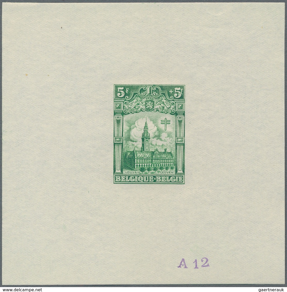 Belgien: 1928, Tuberculosis Fighting, 5fr.+5fr. "Leuven University", Set Of 20 Epreuves In Different - Sonstige & Ohne Zuordnung