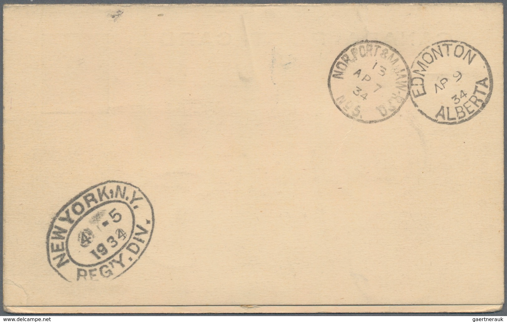 Belgien: 1934, Double Card 1 C. KGV, Uprated Reply Part Sent Registered And Airmail From ANTWERPEN B - Sonstige & Ohne Zuordnung