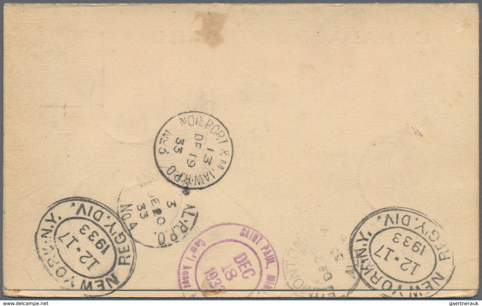 Belgien: 1934, Double Card 1 C. KGV, Uprated Reply Part Sent Registered And Airmail From ANTWERPEN B - Sonstige & Ohne Zuordnung