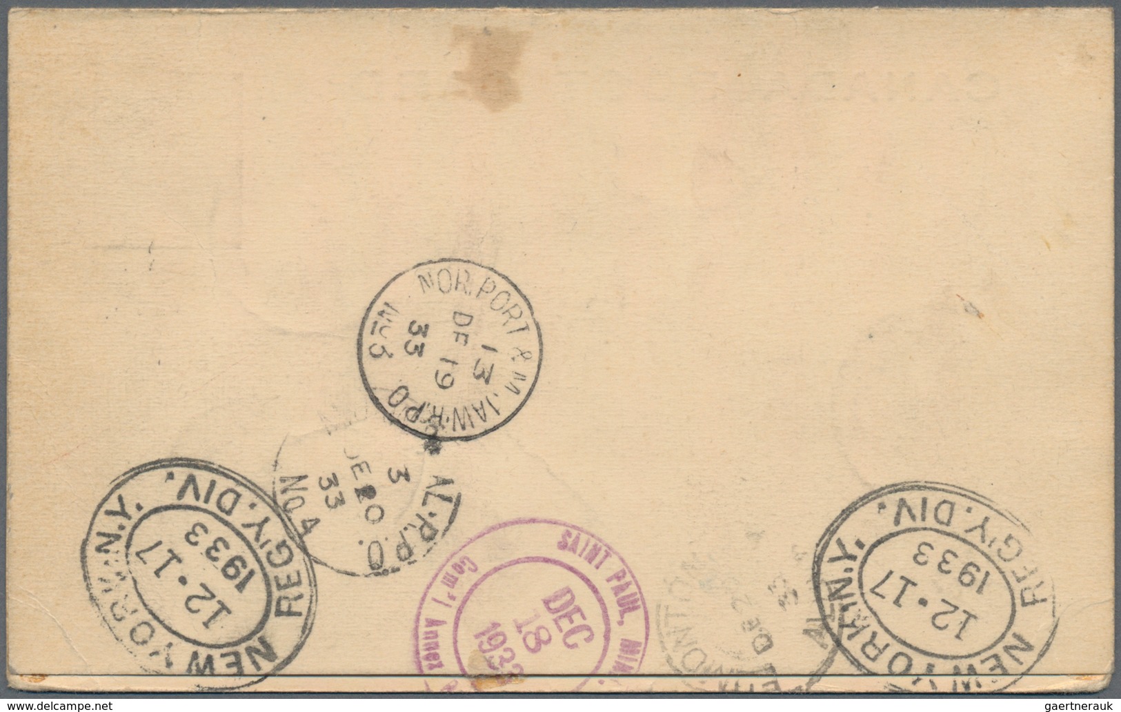 Belgien: 1934, Double Card 1 C. KGV, Uprated Reply Part Sent Registered And Airmail From ANTWERPEN B - Other & Unclassified