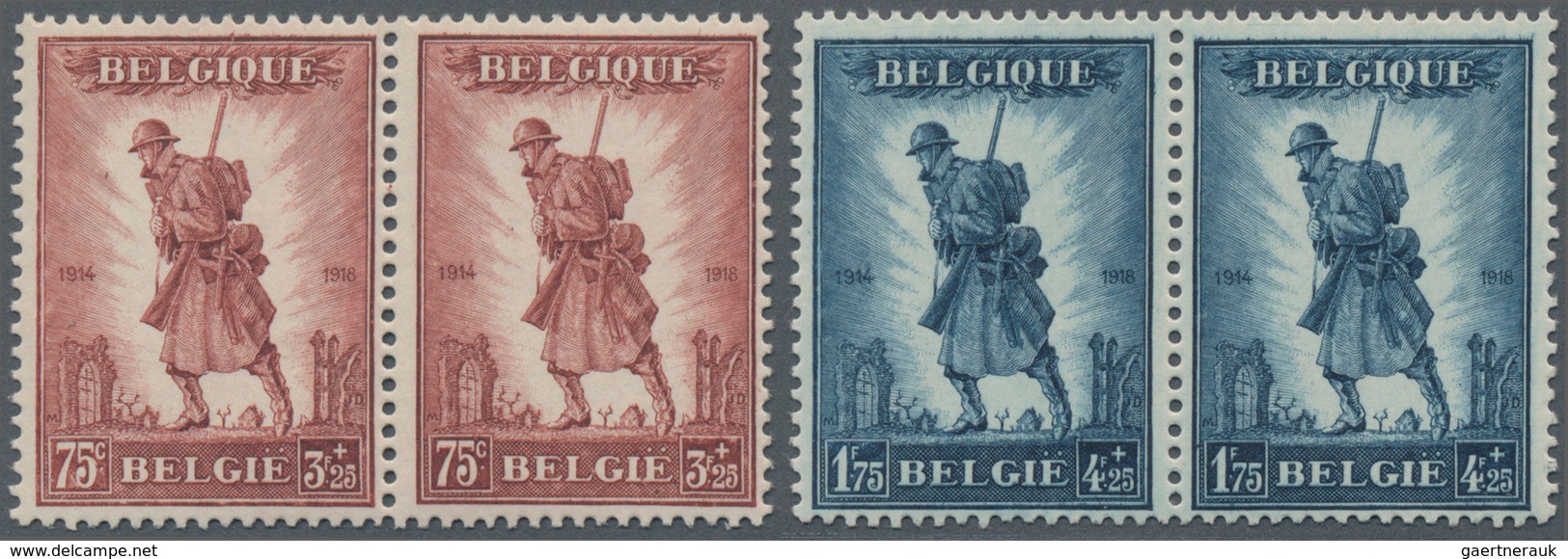 Belgien: 1932, Infantery Monument, Both Values In Horizontal Pairs, Mint Never Hinged. Mi. 800,- €. - Other & Unclassified