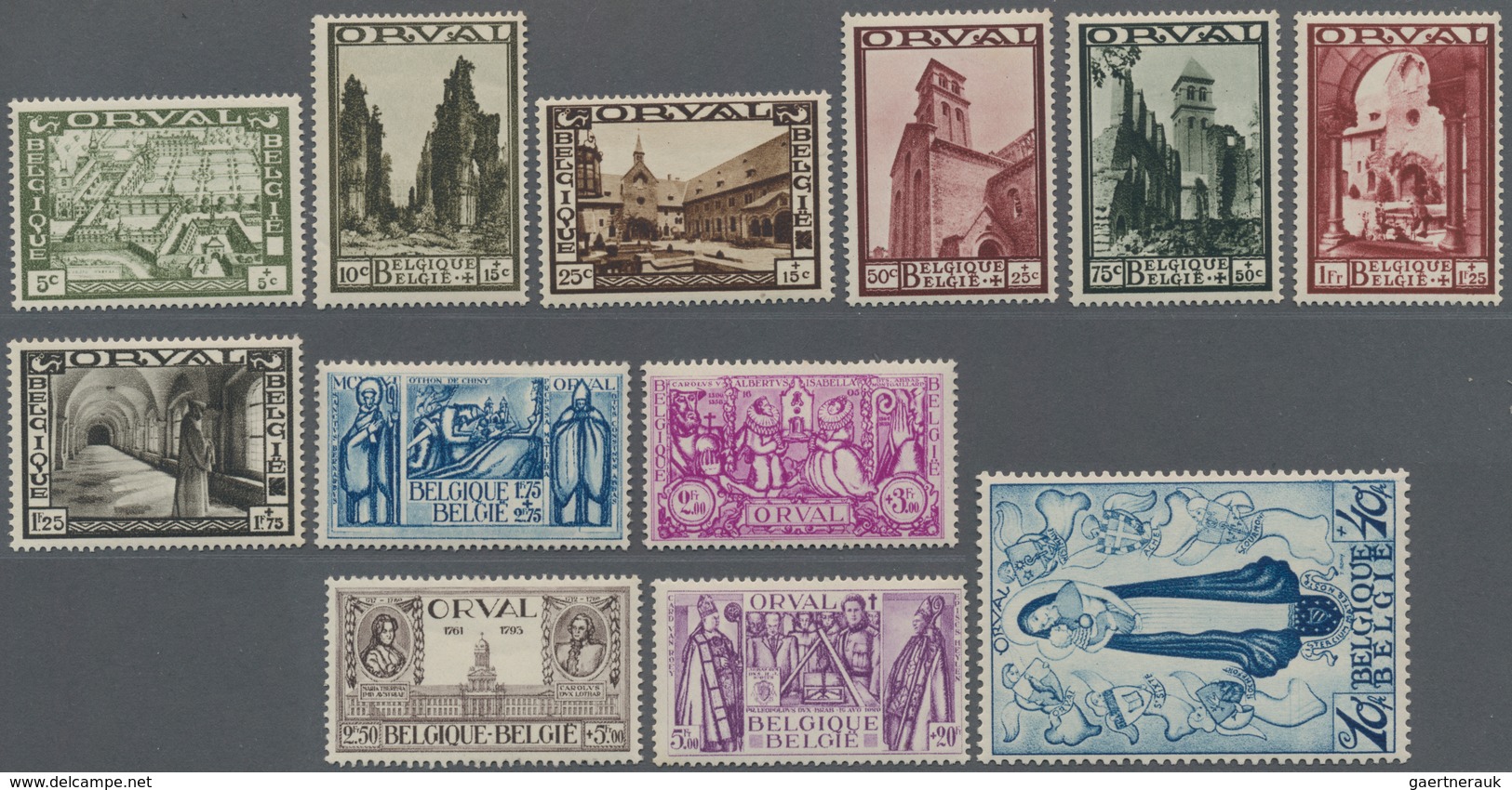 Belgien: 1933. Reconstruction Of Abbey Orval, 5c - 10 Fr, Complete Set Mint Never Hinged, Michel 220 - Andere & Zonder Classificatie