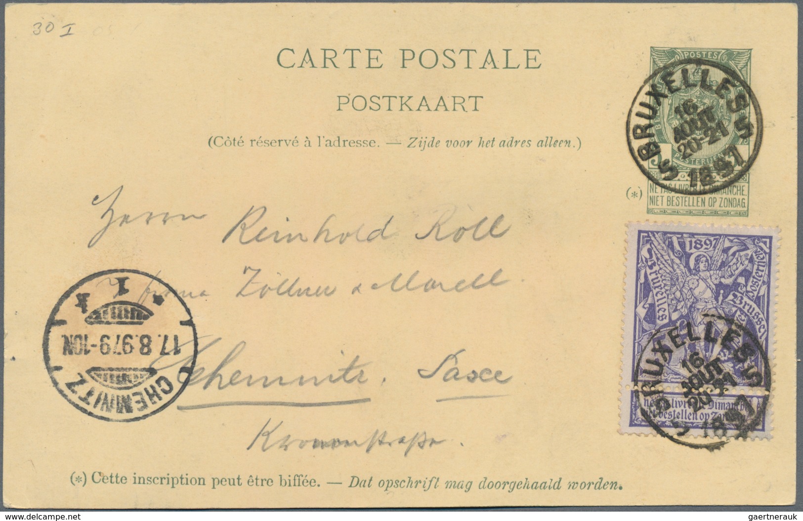 Belgien - Ganzsachen: 1879, 5c Green Postal Stationery Souvenir Postcard Of "Expos. Univers. Bruxell - Andere & Zonder Classificatie