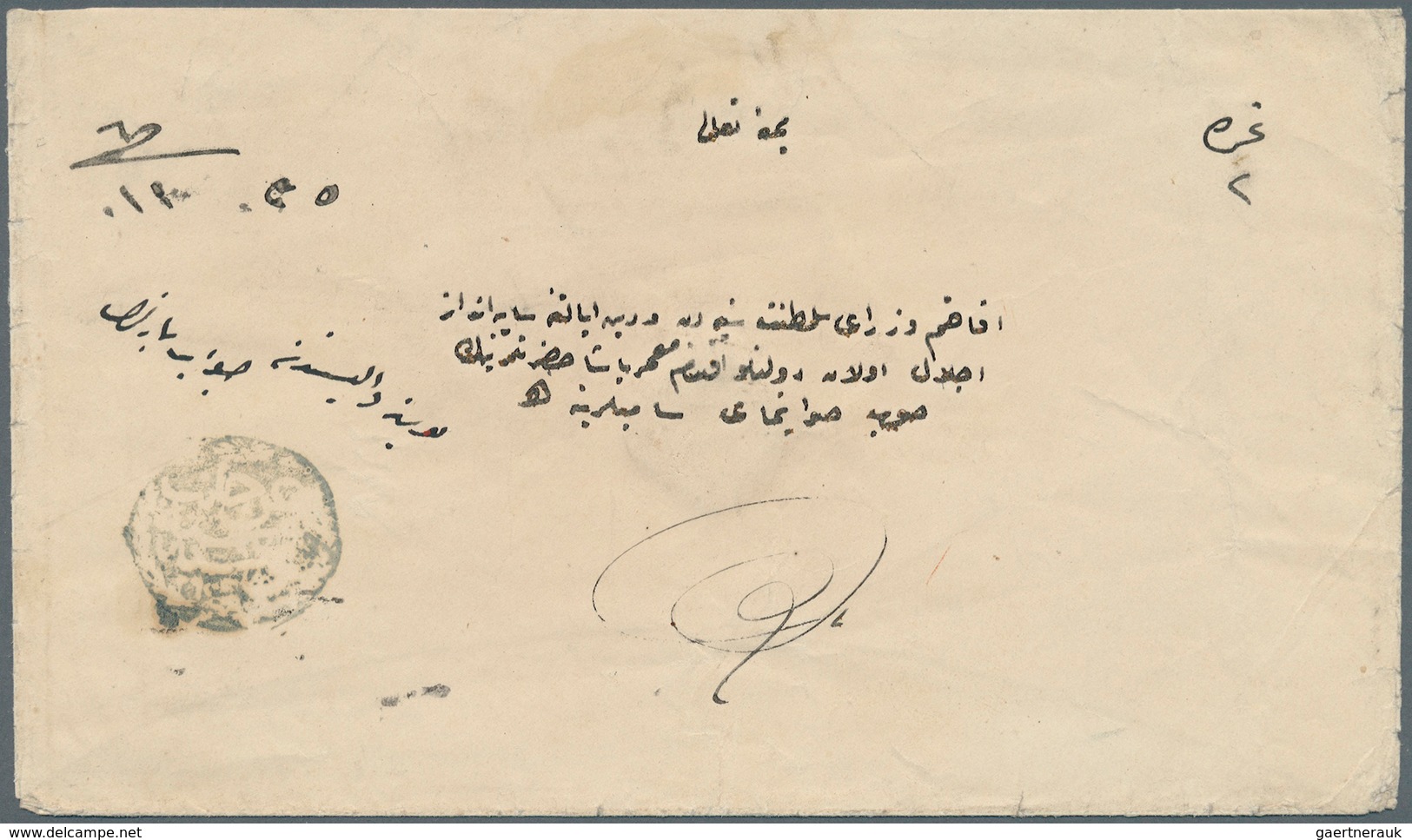 Bosnien Und Herzegowina: 1850 Ca., Cover From Sarajevo Struck With Fine Strike Of Negative Arabic On - Bosnië En Herzegovina