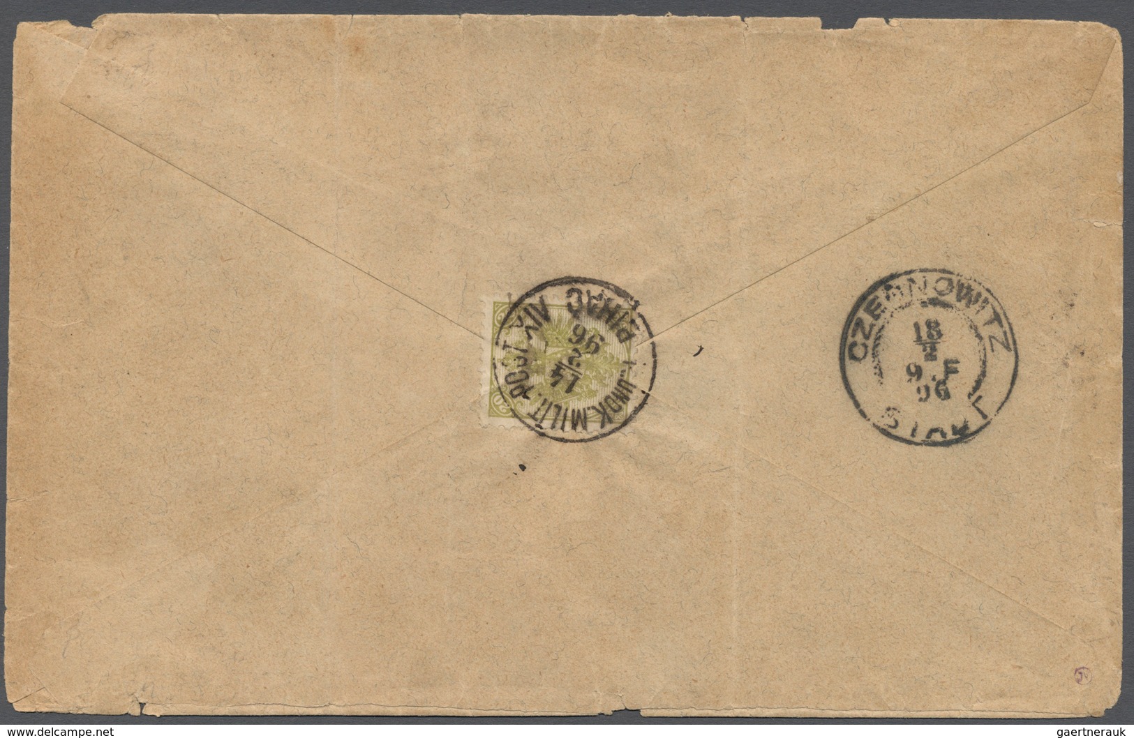 Bosnien Und Herzegowina: 1893, 20kr. Olive-green, Single Franking At Correct Rate On Reverse Of Regi - Bosnië En Herzegovina