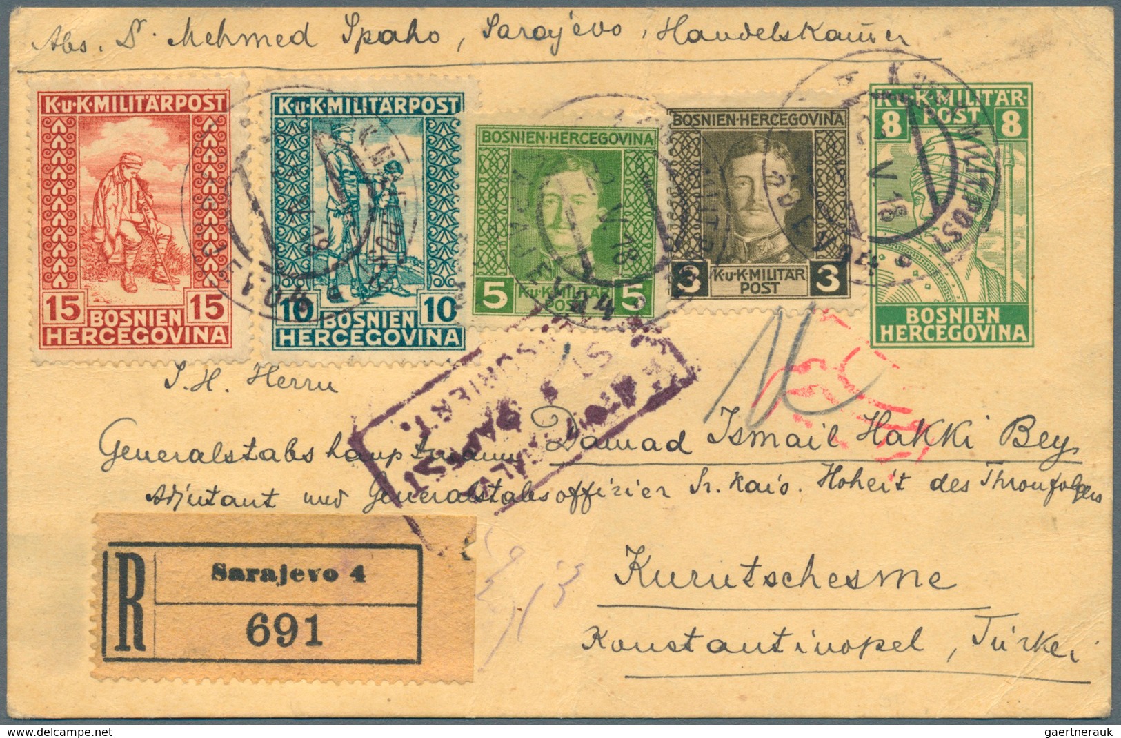 Bosnien Und Herzegowina: 1918, 8 H Green Warrior Psc, Uprated With 3 H And 5 H Karl I. Together With - Bosnië En Herzegovina